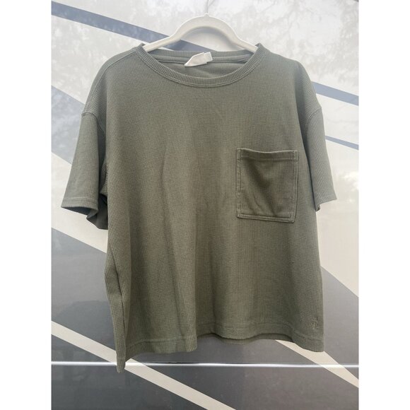 Cozy Earth army green waffle knit short slv tshirt M comfy oversized bamboo - Picture 1 of 9